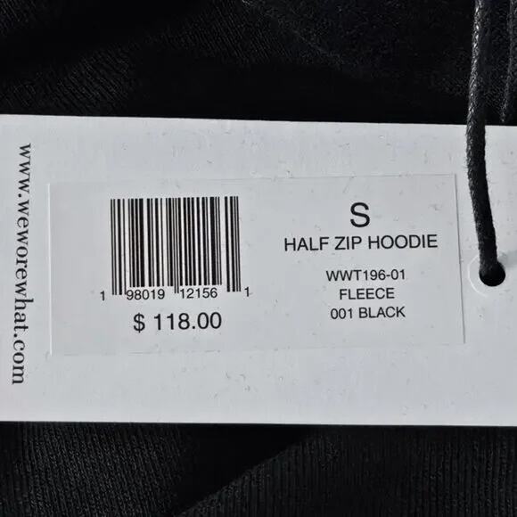 NWT WeWoreWhat Cropped Half Zip Fleece Cotton Hoodie Long Sleeve S Black #3404 - Picture 9 of 15
